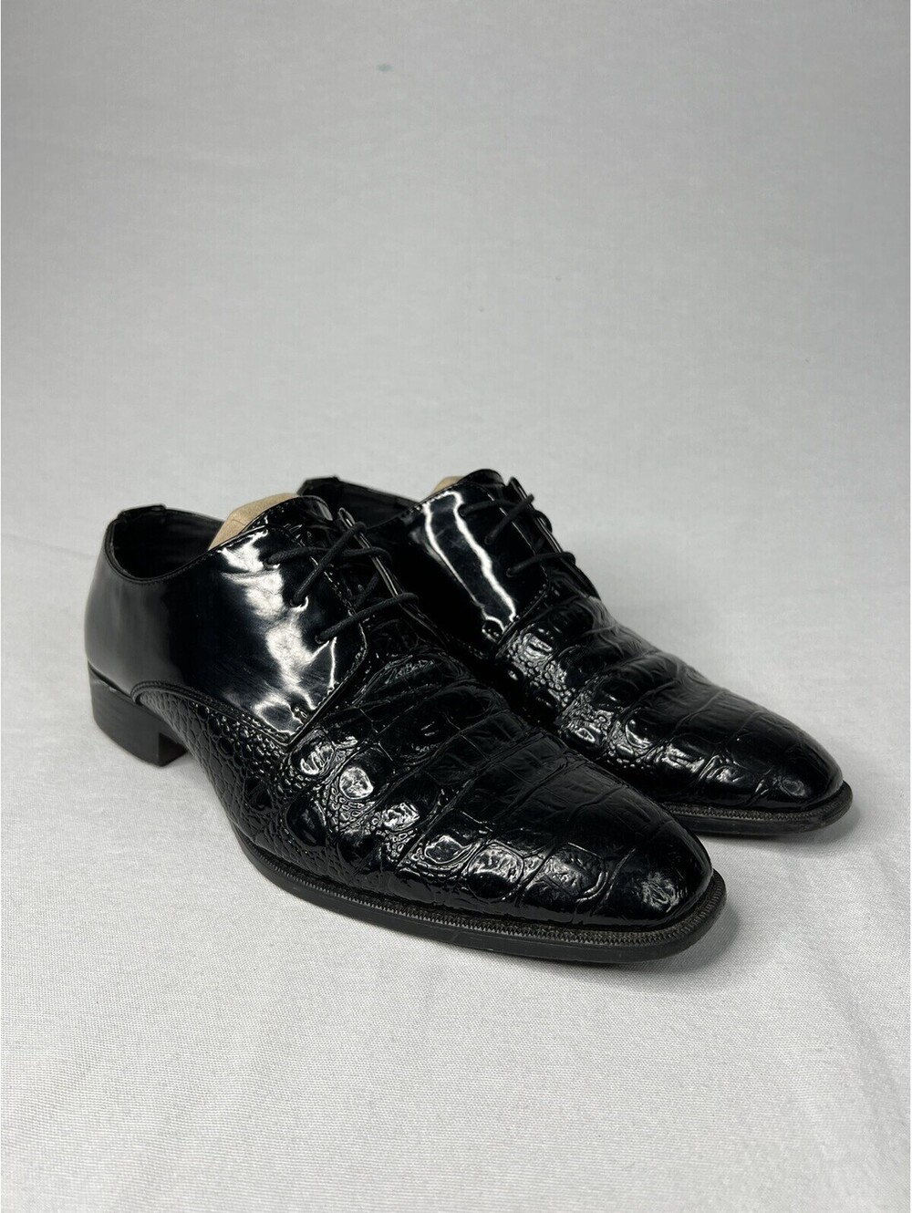 Bolano Men’s Dress Shoes Simpson-000 Black Crocodile Print Size 7.5